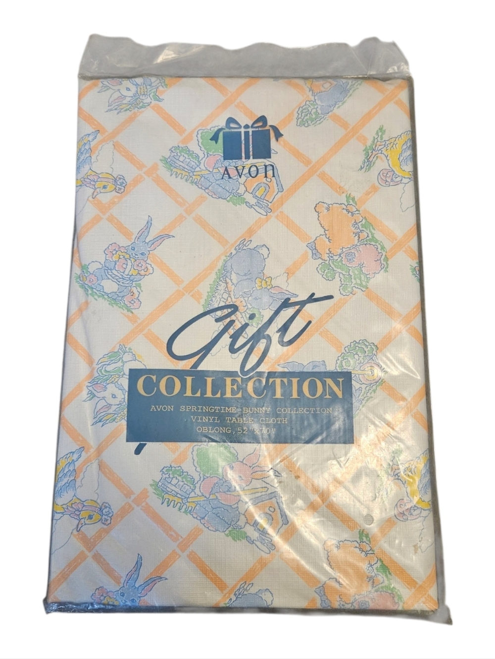 Vintage Avon Springtime Bunny Collection Vinyl Tablecloth 52"X70" Oblong